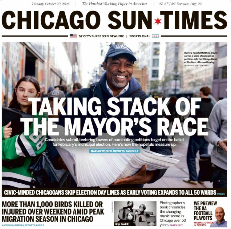 Portada de Chicago Sun-Times (USA)
