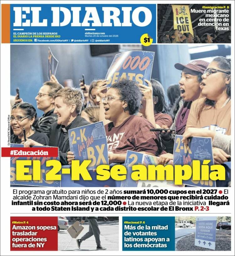Portada de El Diario NY (USA)