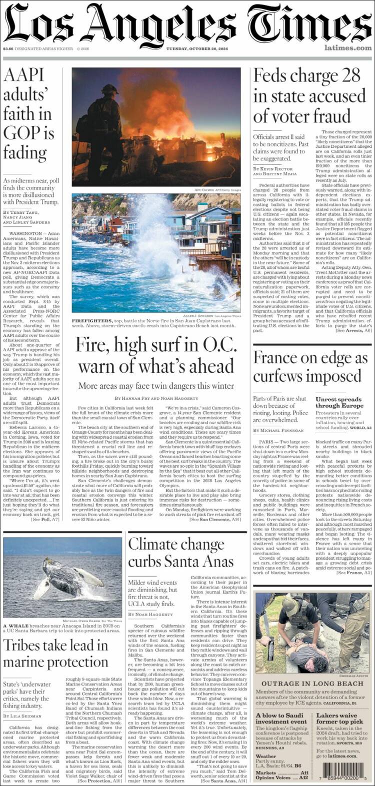 Portada de Los Angeles Times (USA)