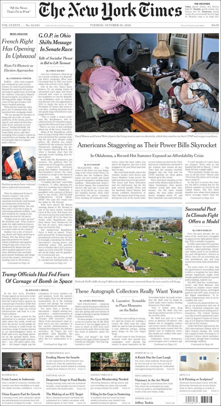 Portada de New York Times (&Eacute;tats-Unis)