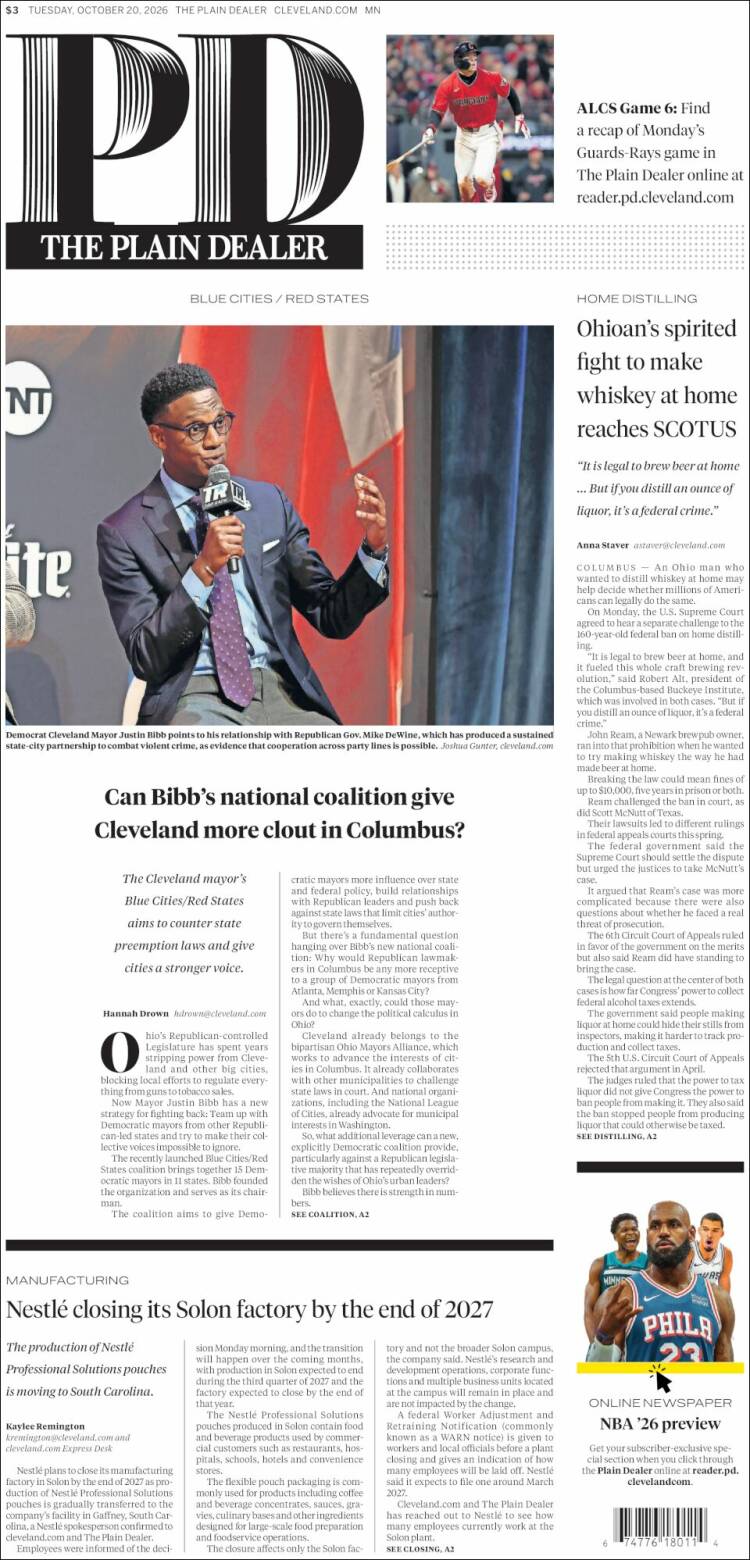 Portada de The Plain Dealer (USA)