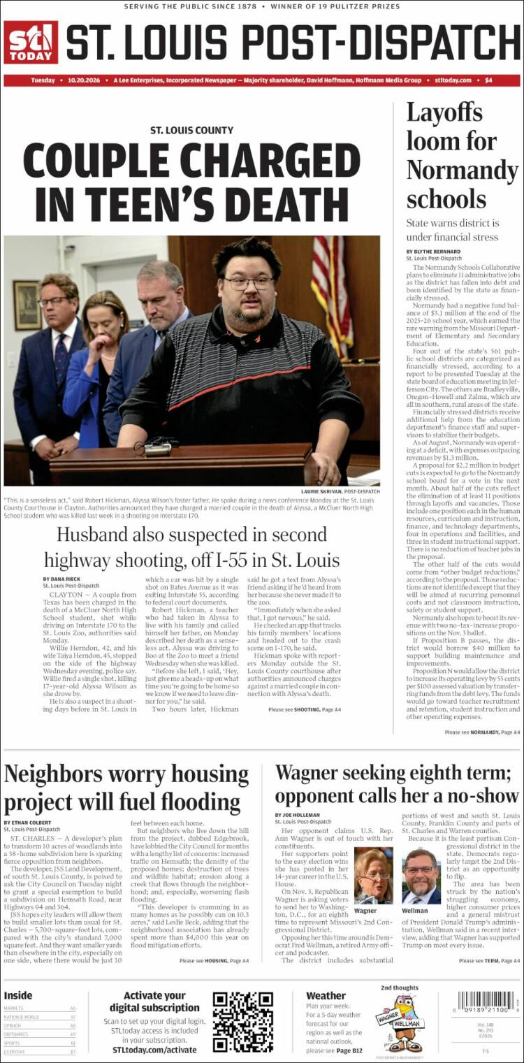 Portada de St. Louis Post-Dispatch (USA)
