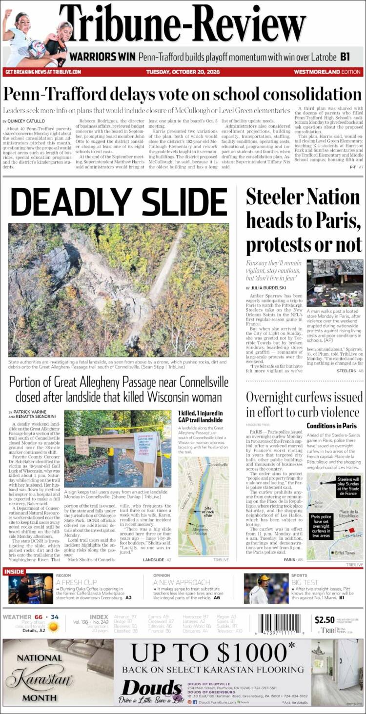 Portada de Tribune-Review (USA)