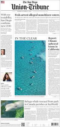 Portada de The San Diego Union-Tribune (&Eacute;tats-Unis)