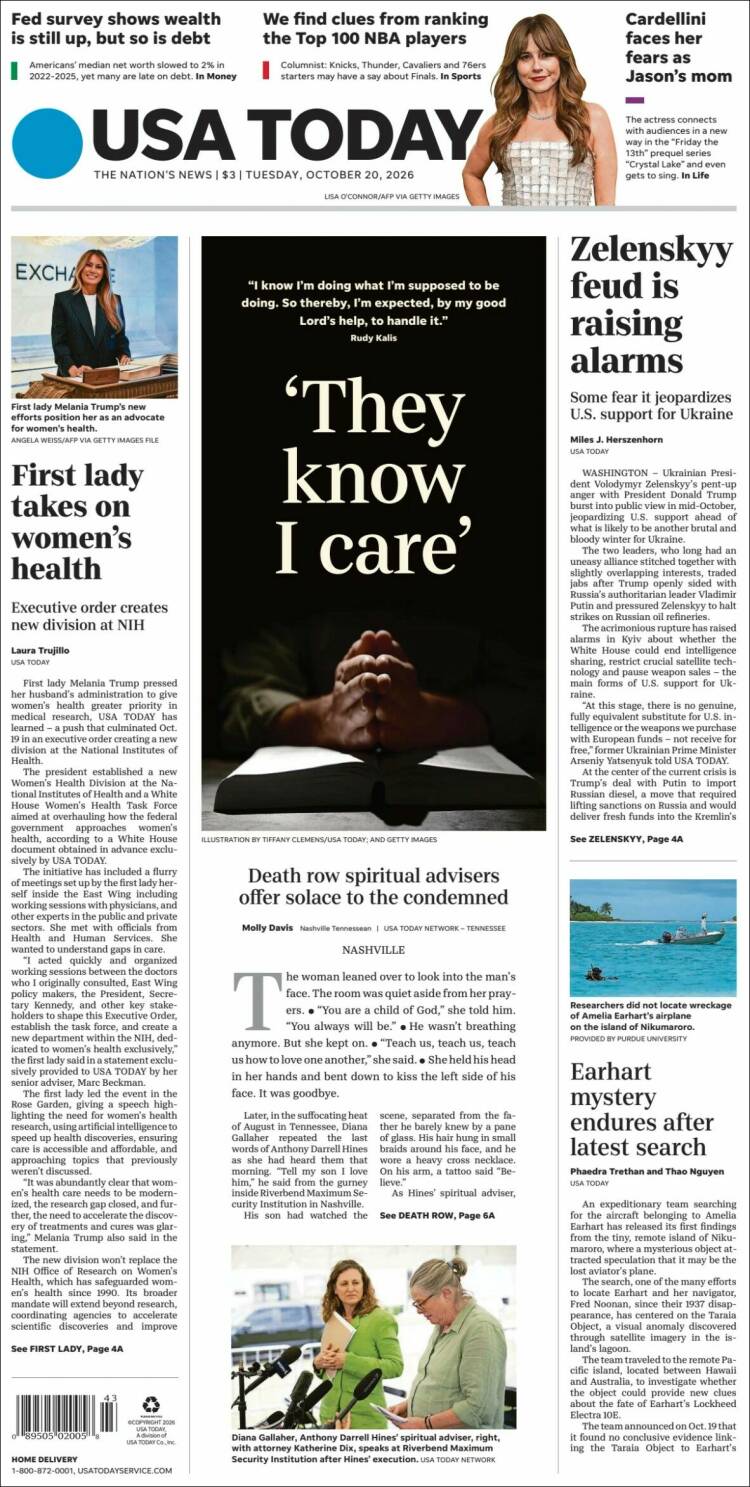 Portada de USA Today (USA)