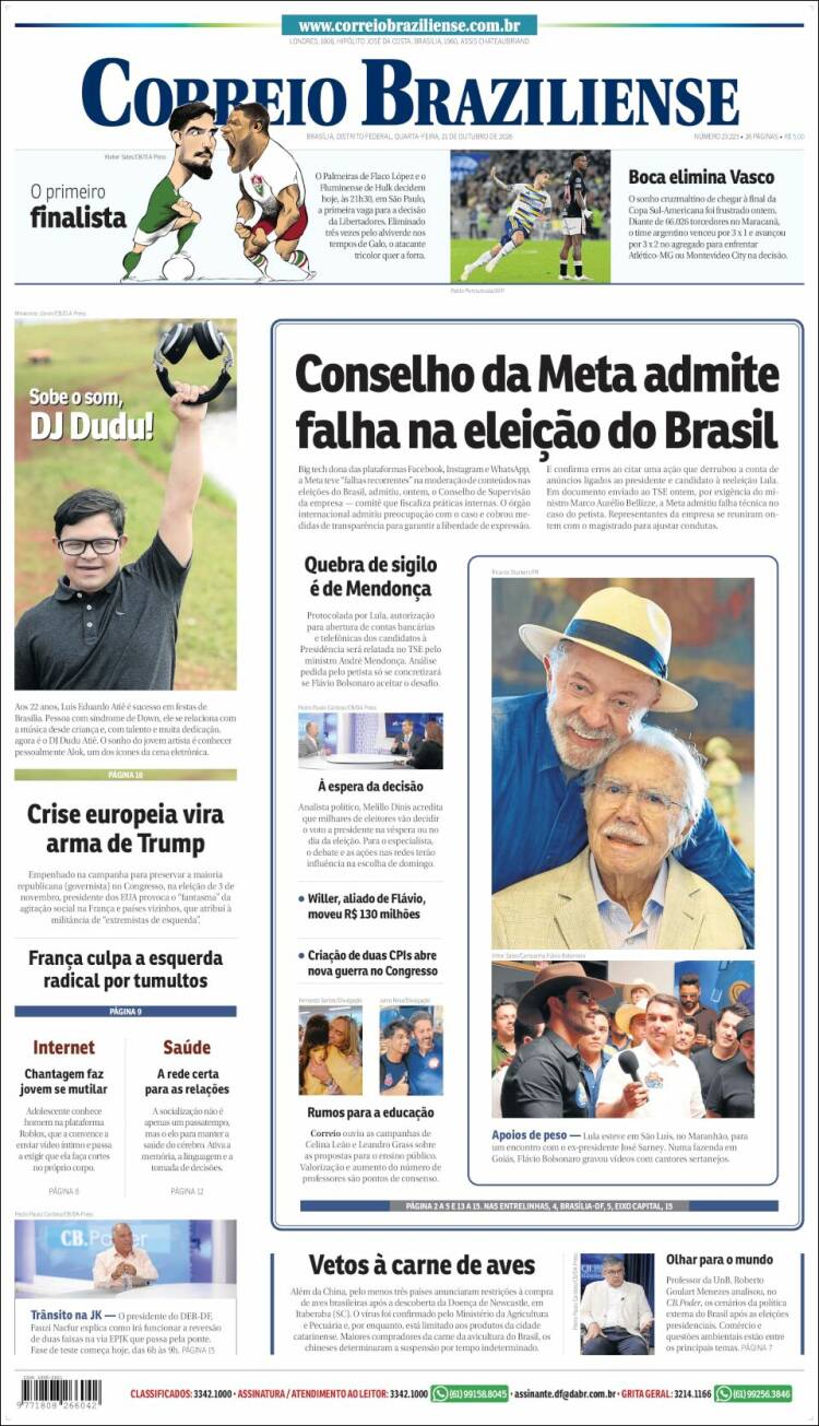 Portada de Correio Braziliense (Brasil)