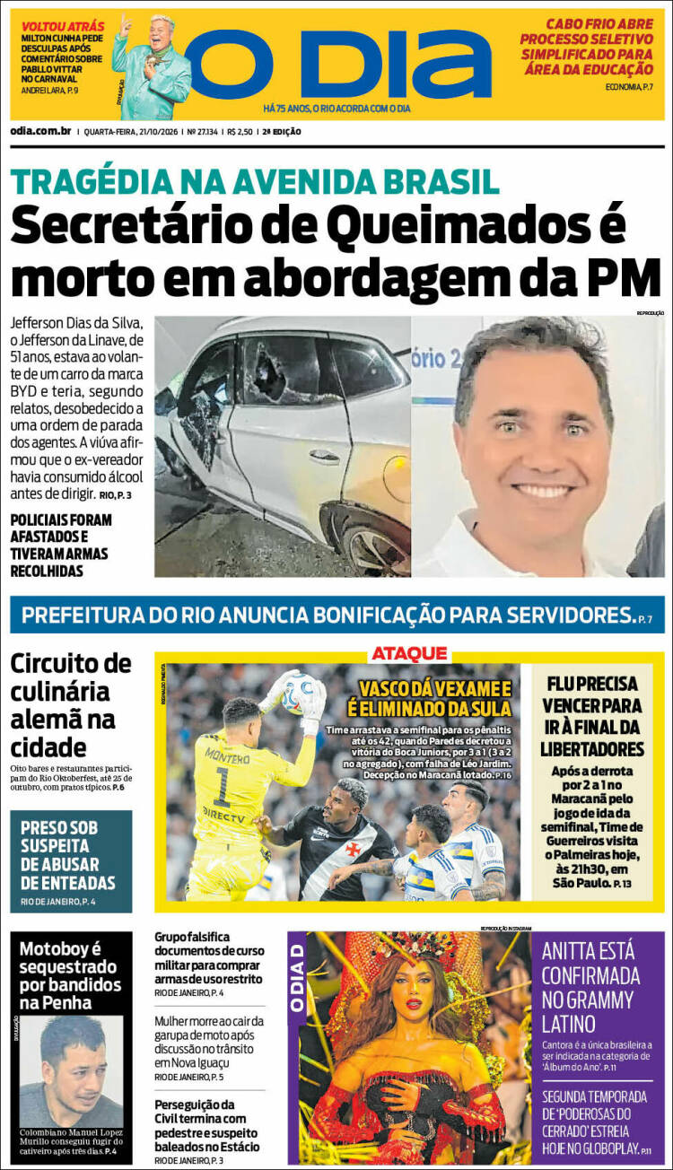 Portada de O Dia (Brasil)