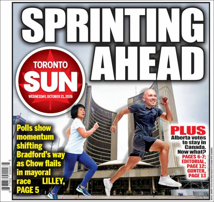Portada de The Toronto Sun (Canada)