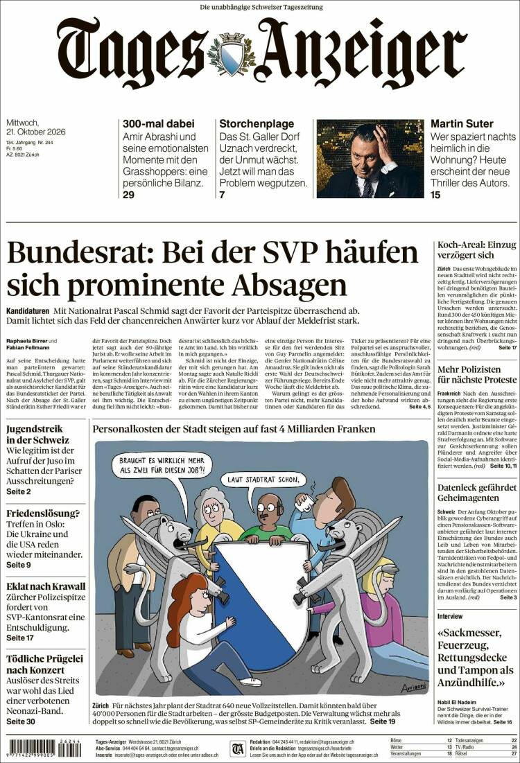 Portada de Tages-Anzeiger (Switzerland)