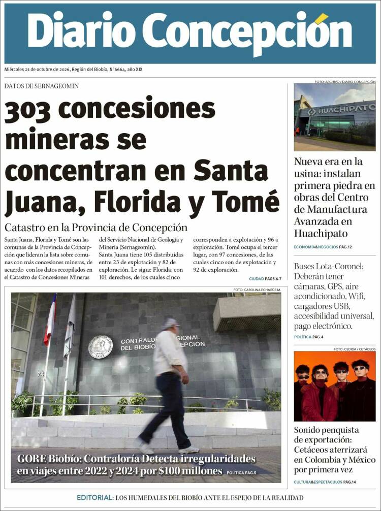 Portada de Diario de Concepción (Chile)