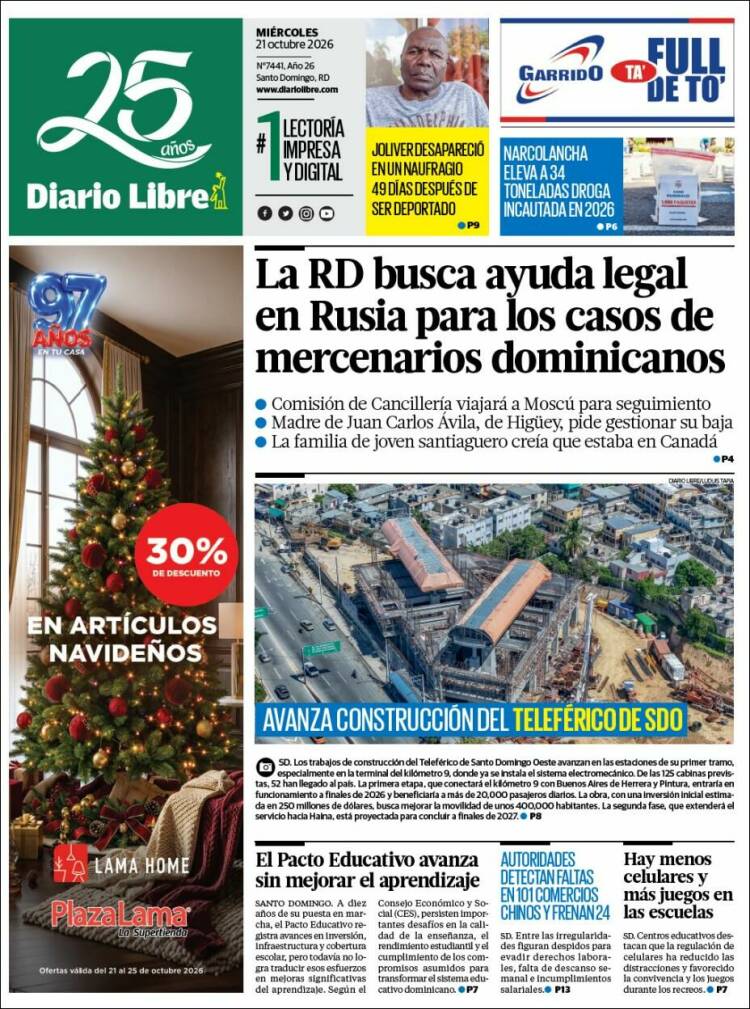 Portada de Diario Libre (R. Dominicana)