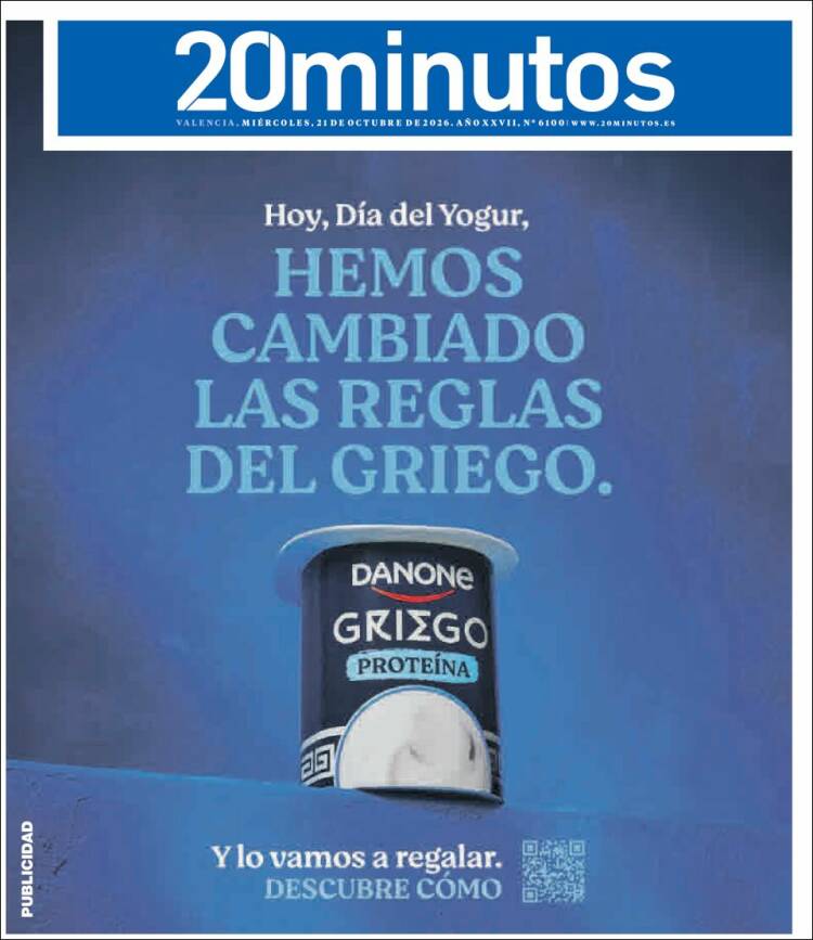 Portada de 20 Minutos - Valencia (Spain)