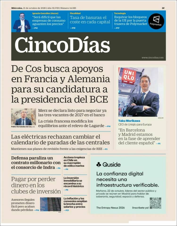 Portada de Cinco Días (Espa&ntilde;a)