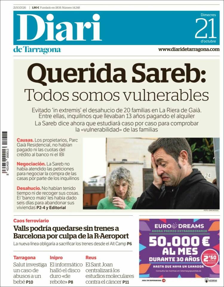 Portada de Diari de Tarragona (Spain)