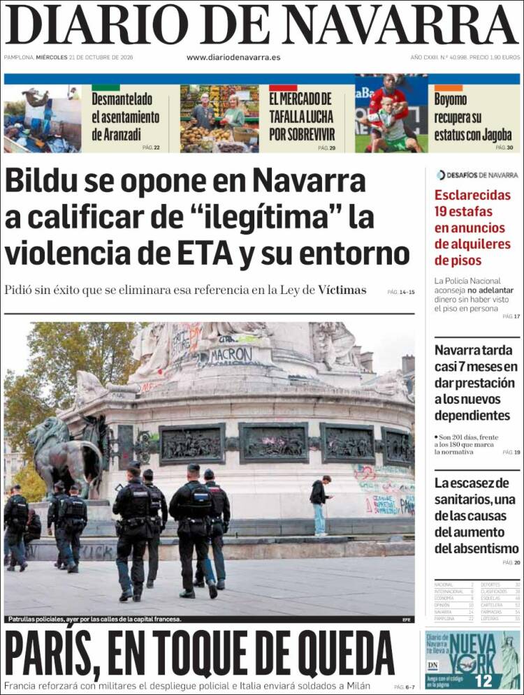 Portada de Diario de Navarra (Spain)