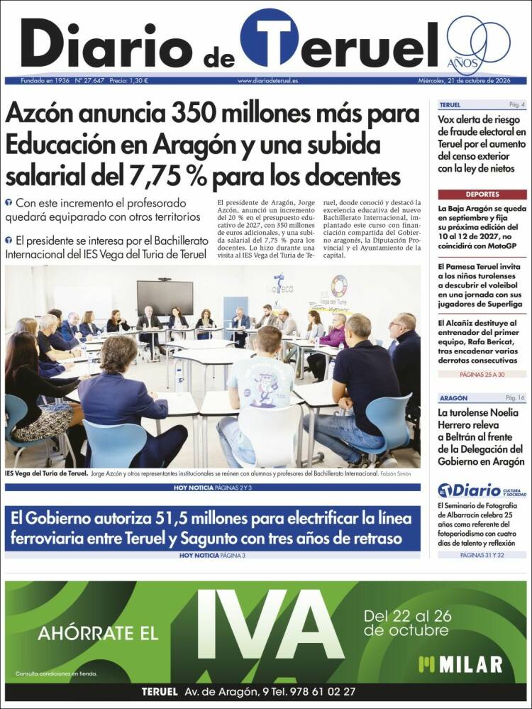 Portada de Diario de Teruel (Spain)