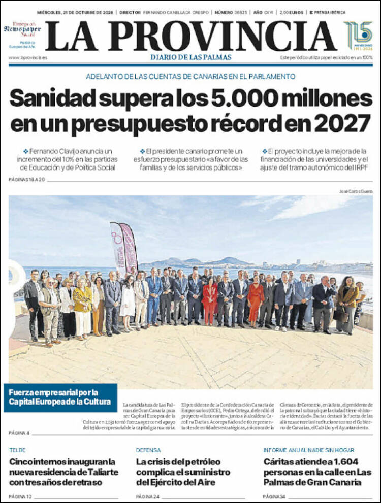 Portada de La Provincia (Espa&ntilde;a)