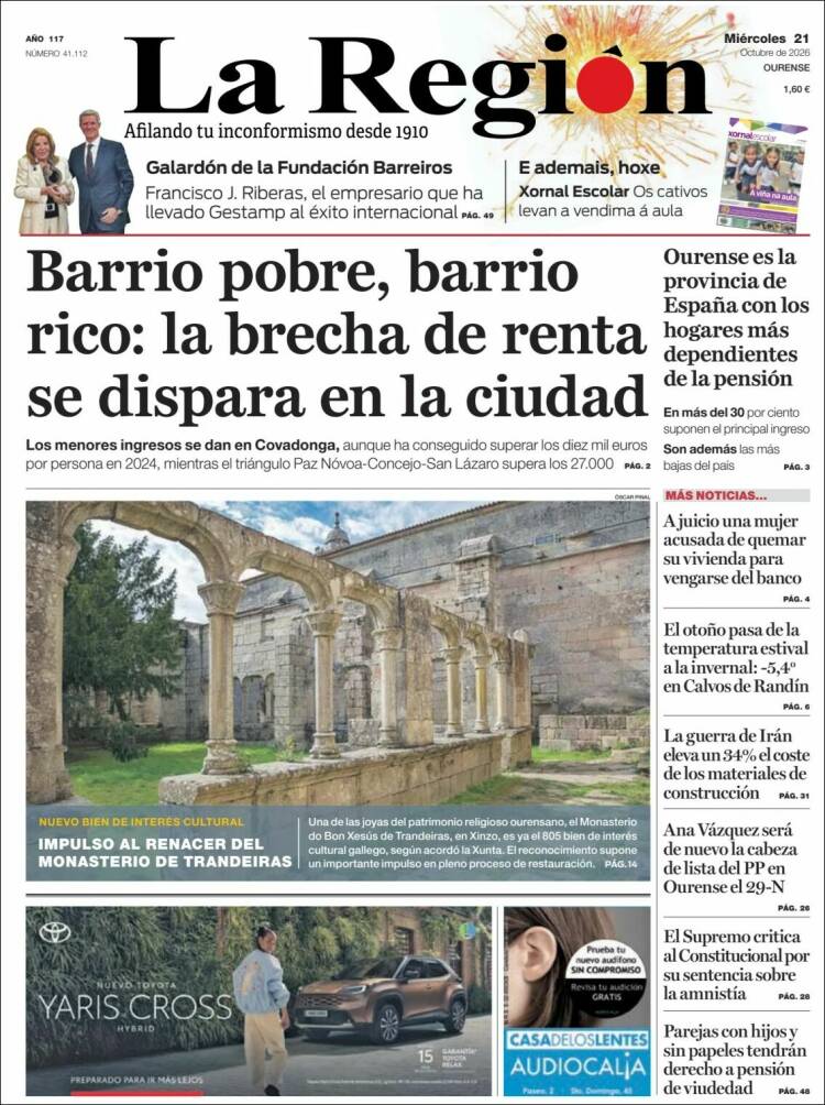Portada de La Región de Ourense (Espa&ntilde;a)
