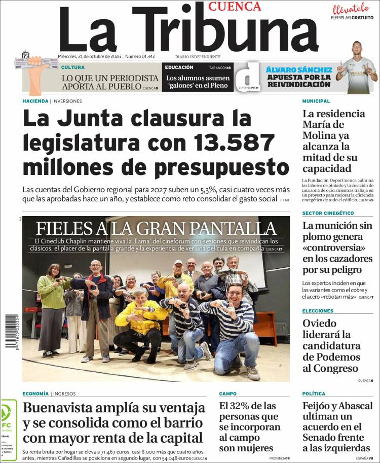 Portada de La Tribuna de Cuenca (Espa&ntilde;a)