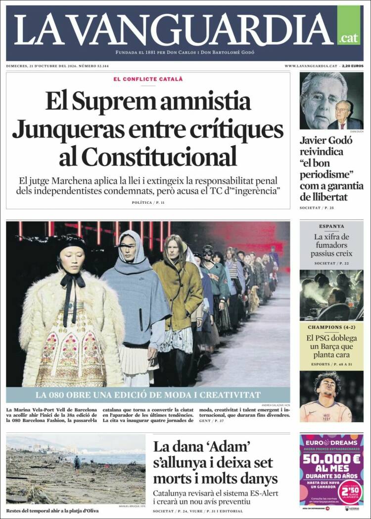 Portada de La Vanguardia (Espa&ntilde;a)