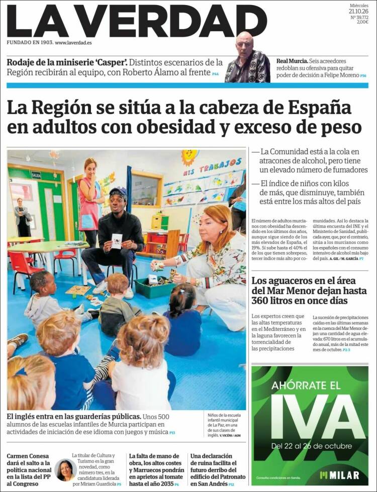 Portada de La Verdad de Murcia (Espa&ntilde;a)