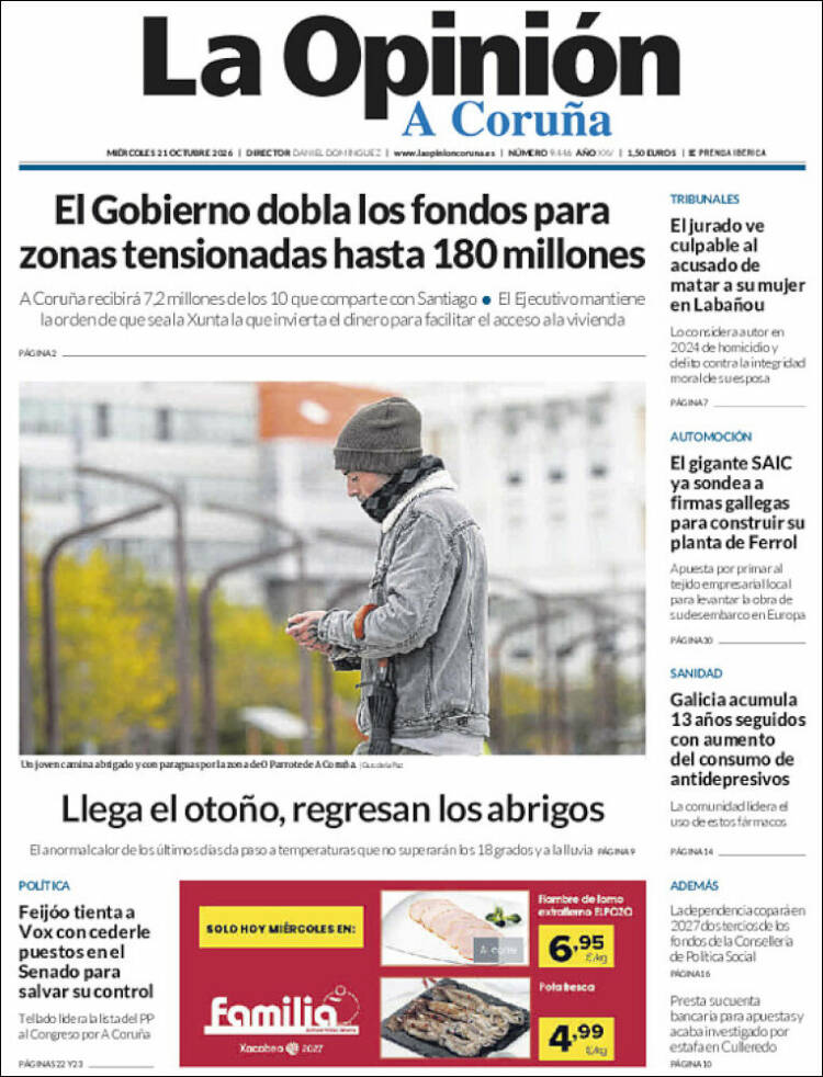 Portada de La Opinión de A Coruña (Espa&ntilde;a)
