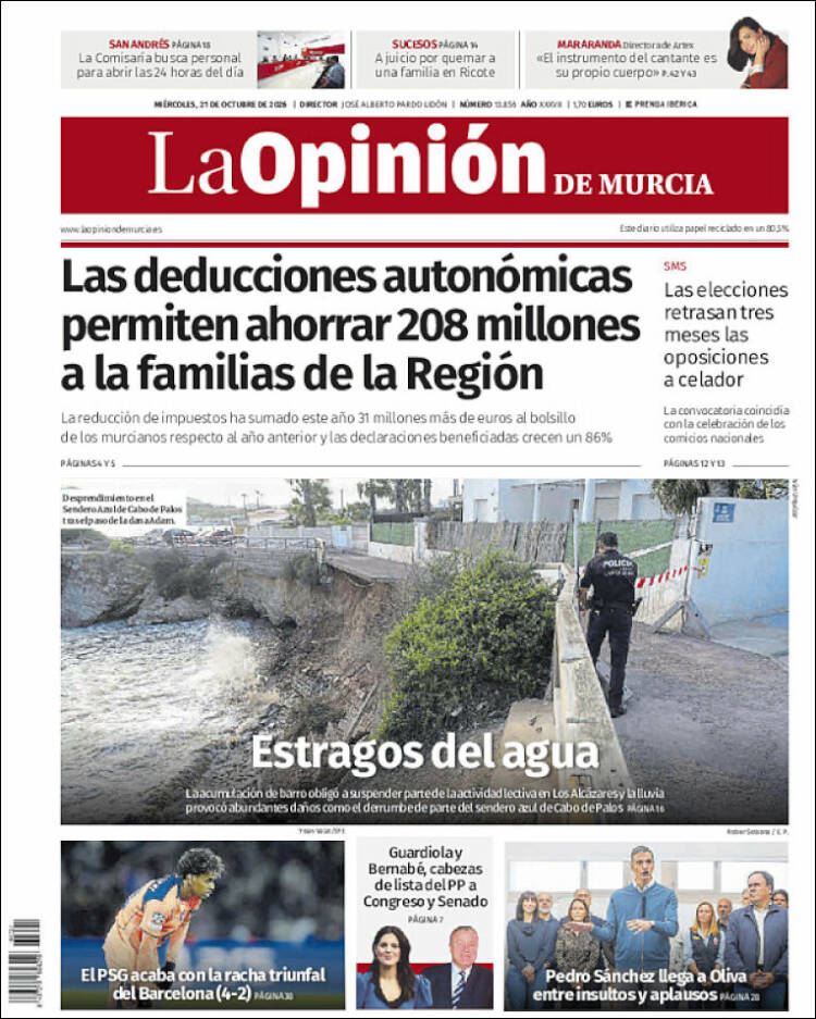 Portada de La Opinión de Murcia (Espa&ntilde;a)