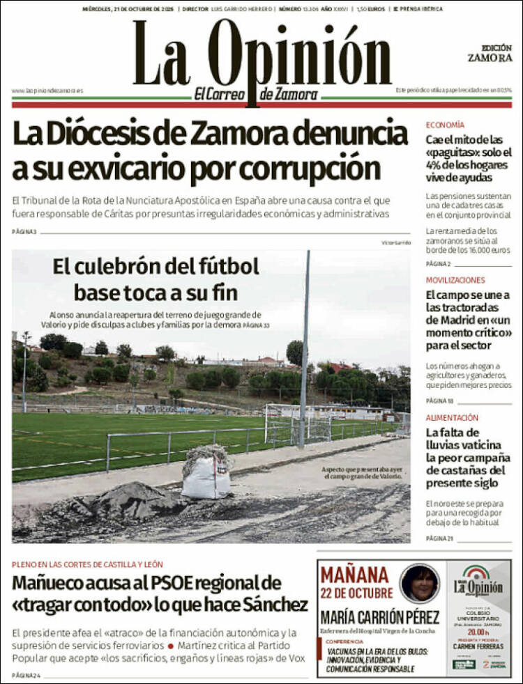 Portada de La Opinión - El Correo de Zamora (Spain)