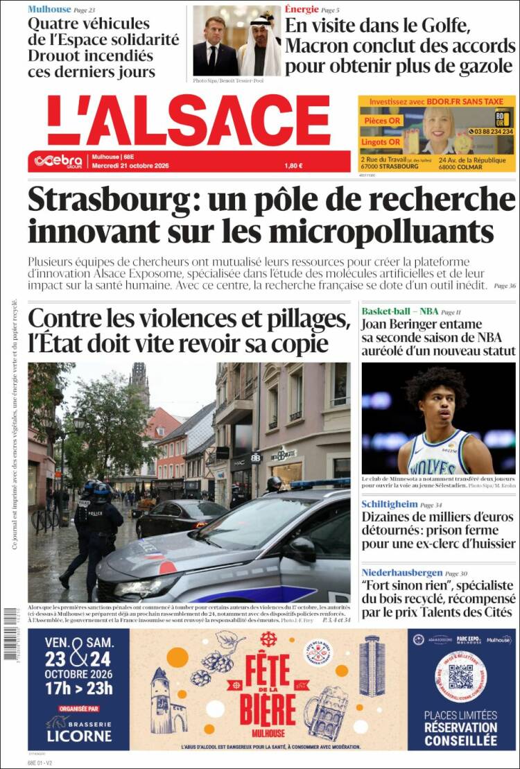Portada de Journal L'Alsace (France)