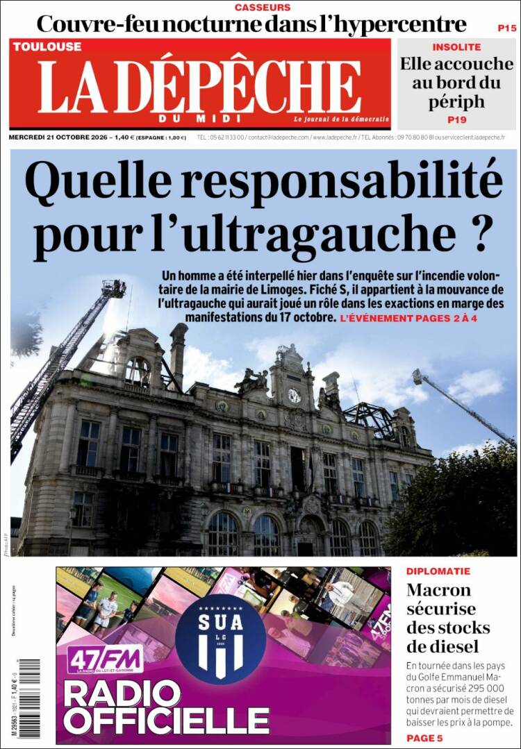 Portada de La Dépêche du Midi (France)