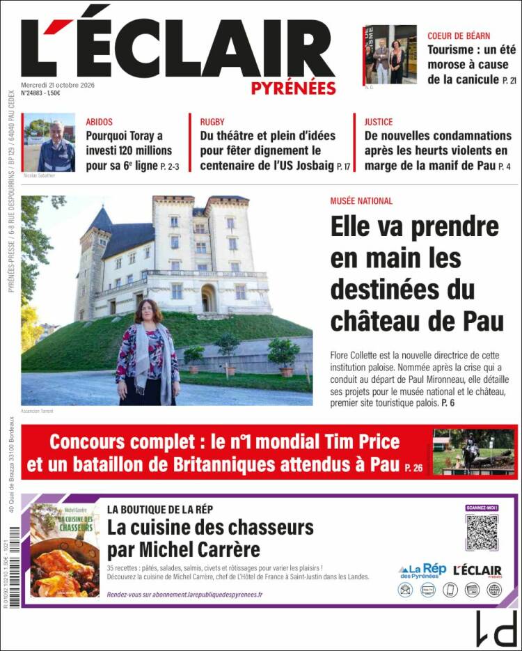 Portada de L'Eclair des Pyrénées (France)