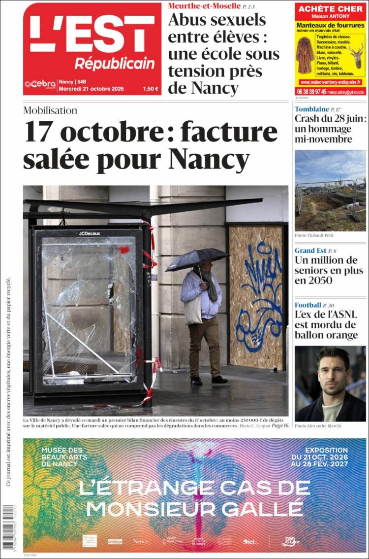 Portada de L'Est Republicain (France)