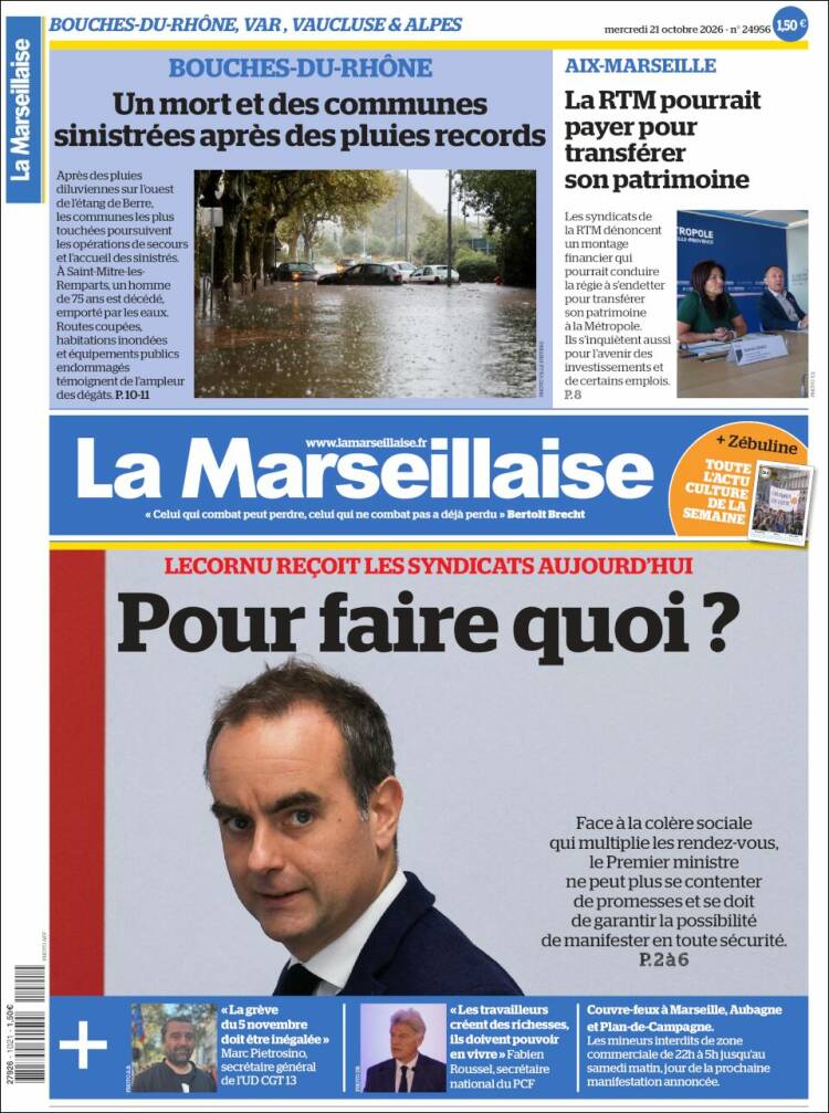 Portada de La Marseillaise (Francia)