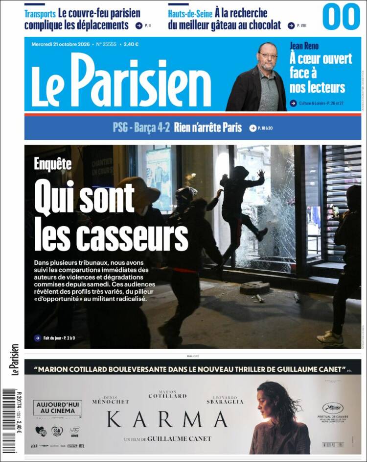 Portada de Le Parisien (Francia)