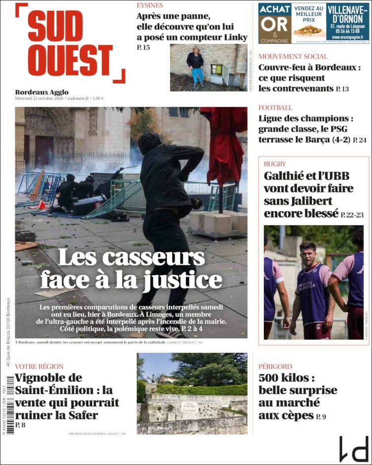 Portada de Sud Ouest (France)