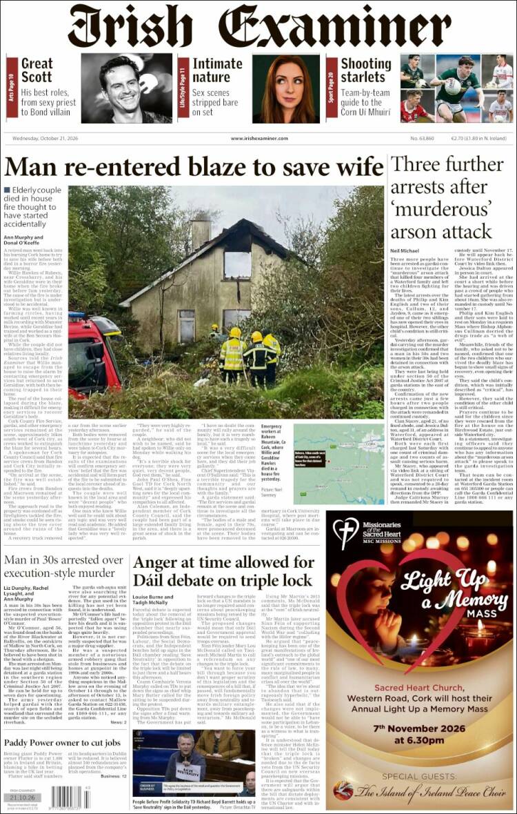 Portada de Irish Examiner (Ireland)