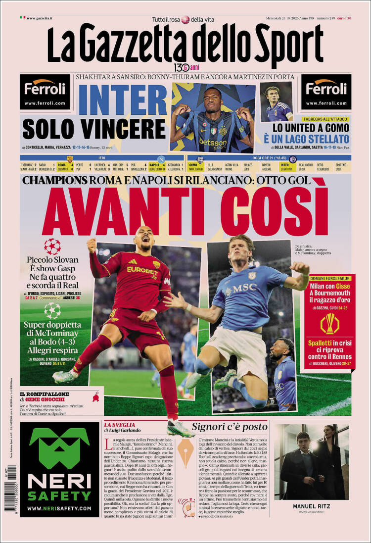Portada de La Gazzetta dello Sport (Italy)