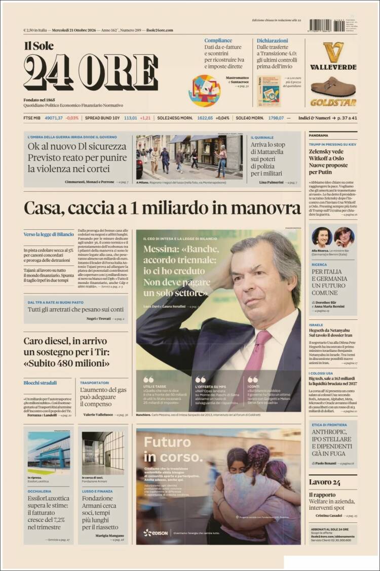 Portada de Il Sole 24 ORE (Italy)