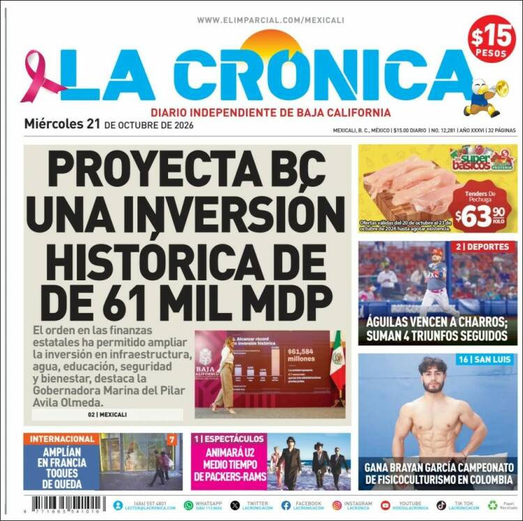 Portada de La Crónica de Baja California (M&eacute;xico)