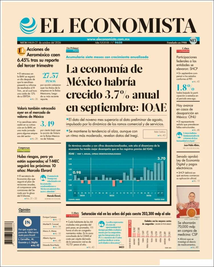 Portada de El Economista (Mexico)