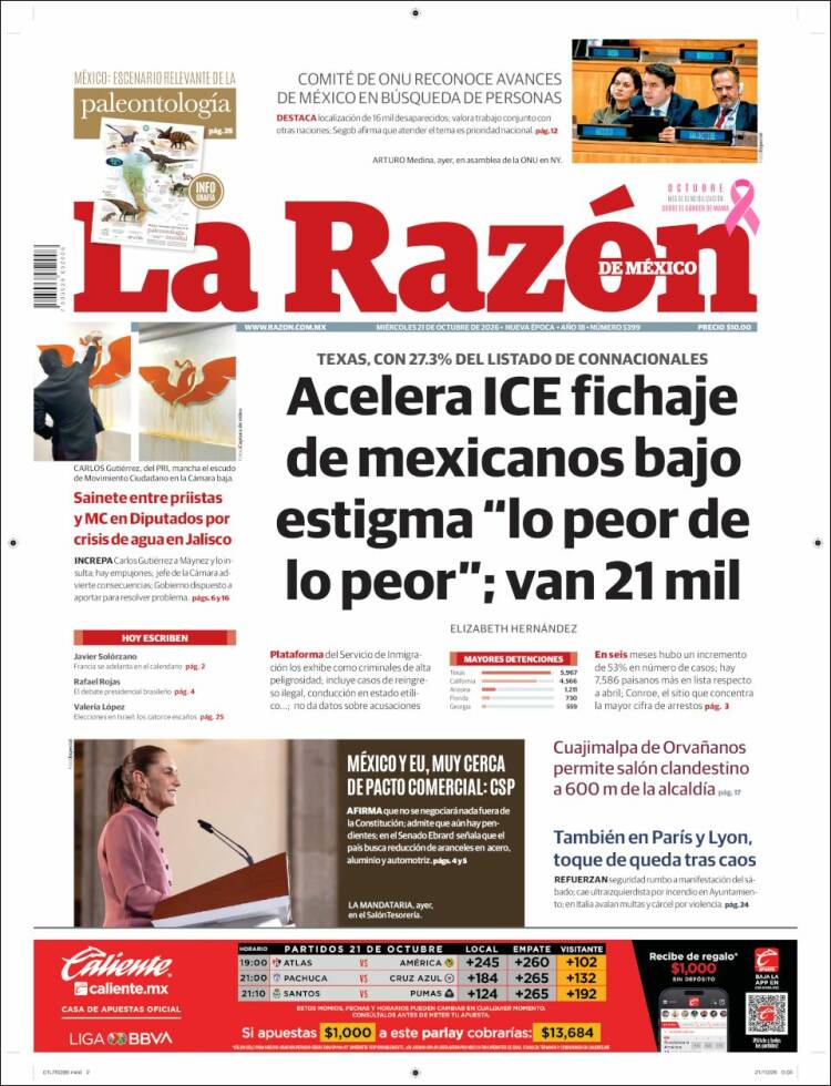 Portada de La Razón (Mexico)