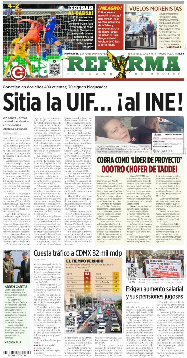 Portada de Reforma (Mexico)