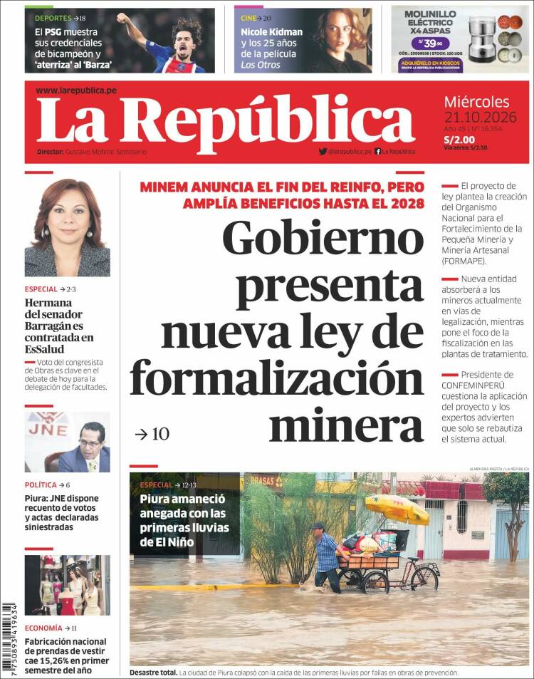 Portada de La Republica (Per&uacute;)