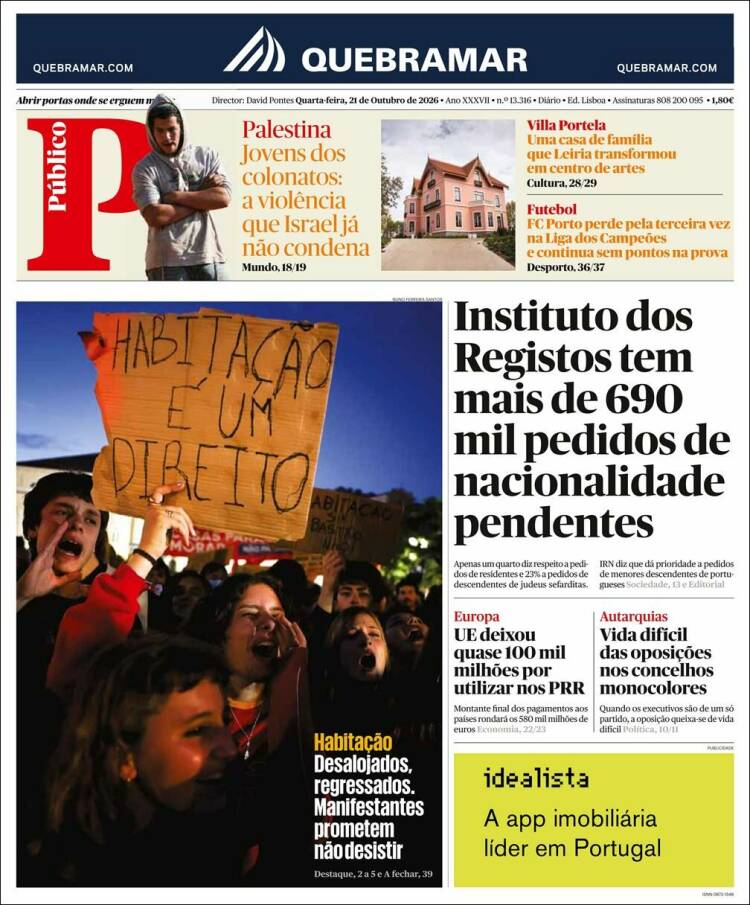 Portada de Público (Portugal)