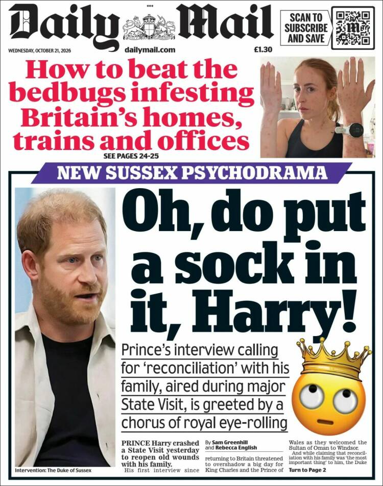 Portada de Daily Mail (Reino Unido)