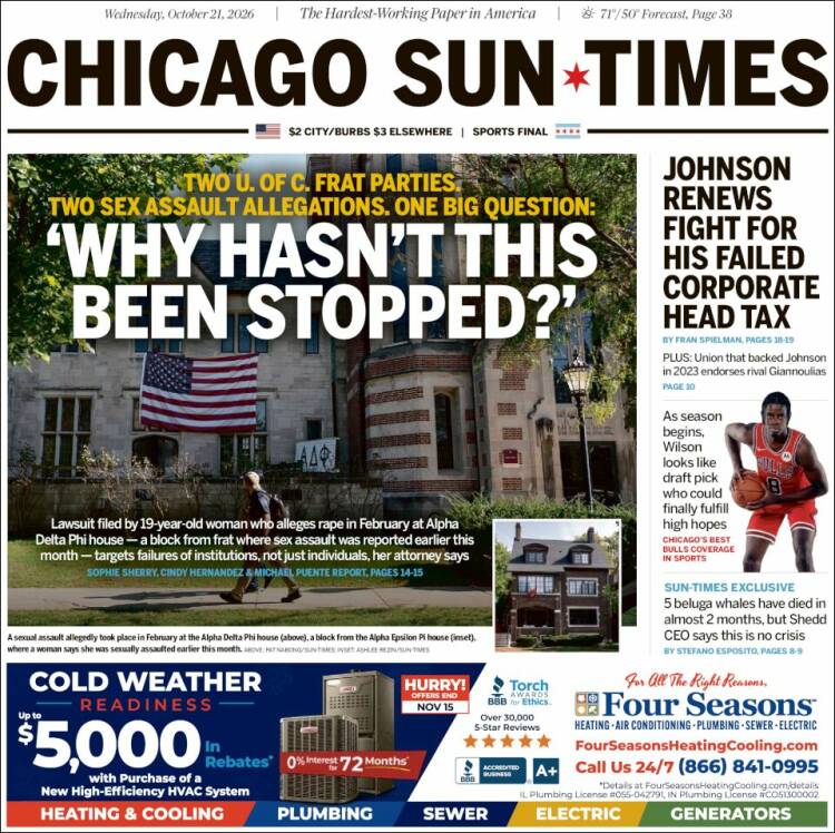 Portada de Chicago Sun-Times (&Eacute;tats-Unis)