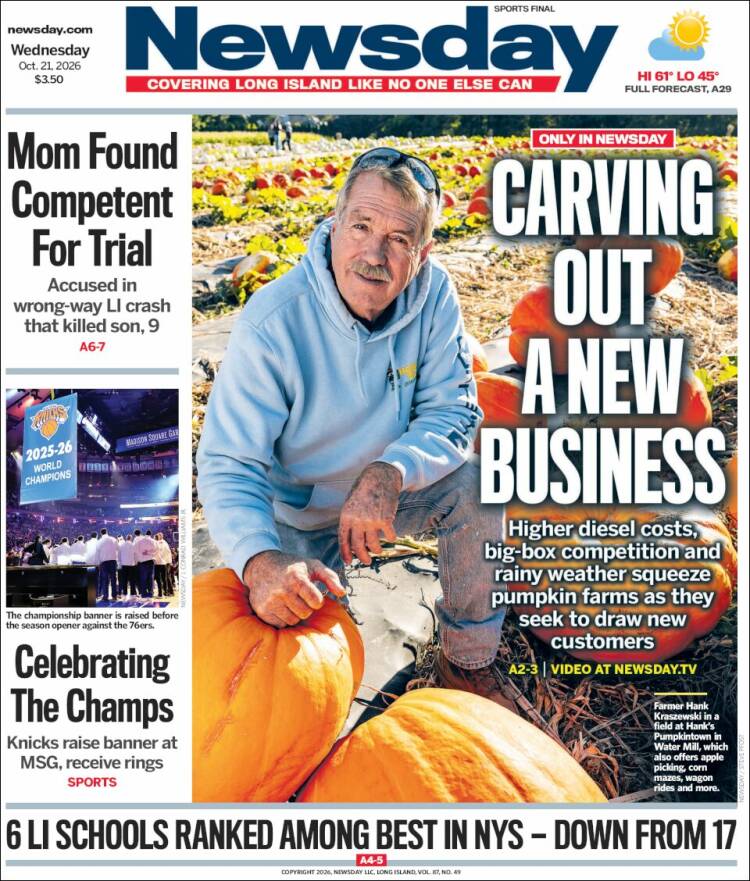 Portada de Newsday (USA)