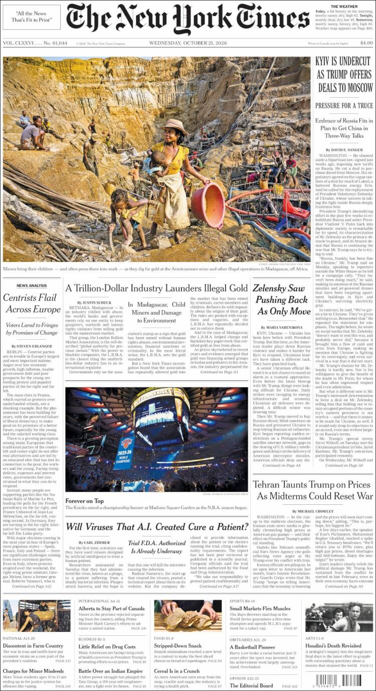 Portada de New York Times (USA)