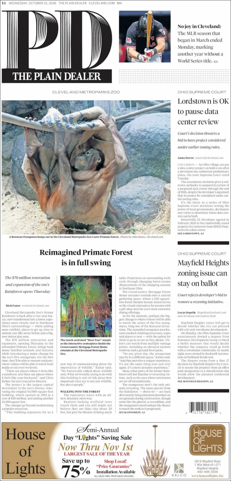 Portada de The Plain Dealer (USA)