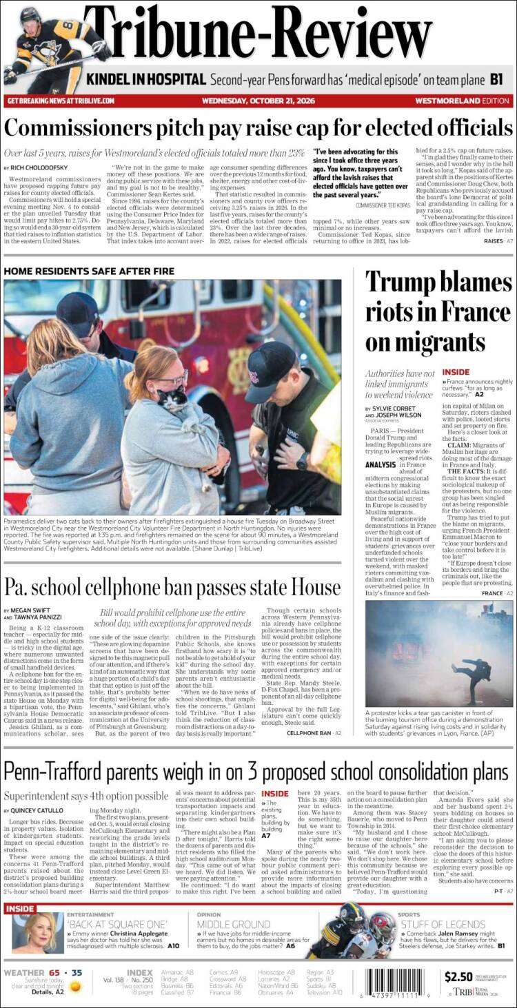 Portada de Tribune-Review (USA)